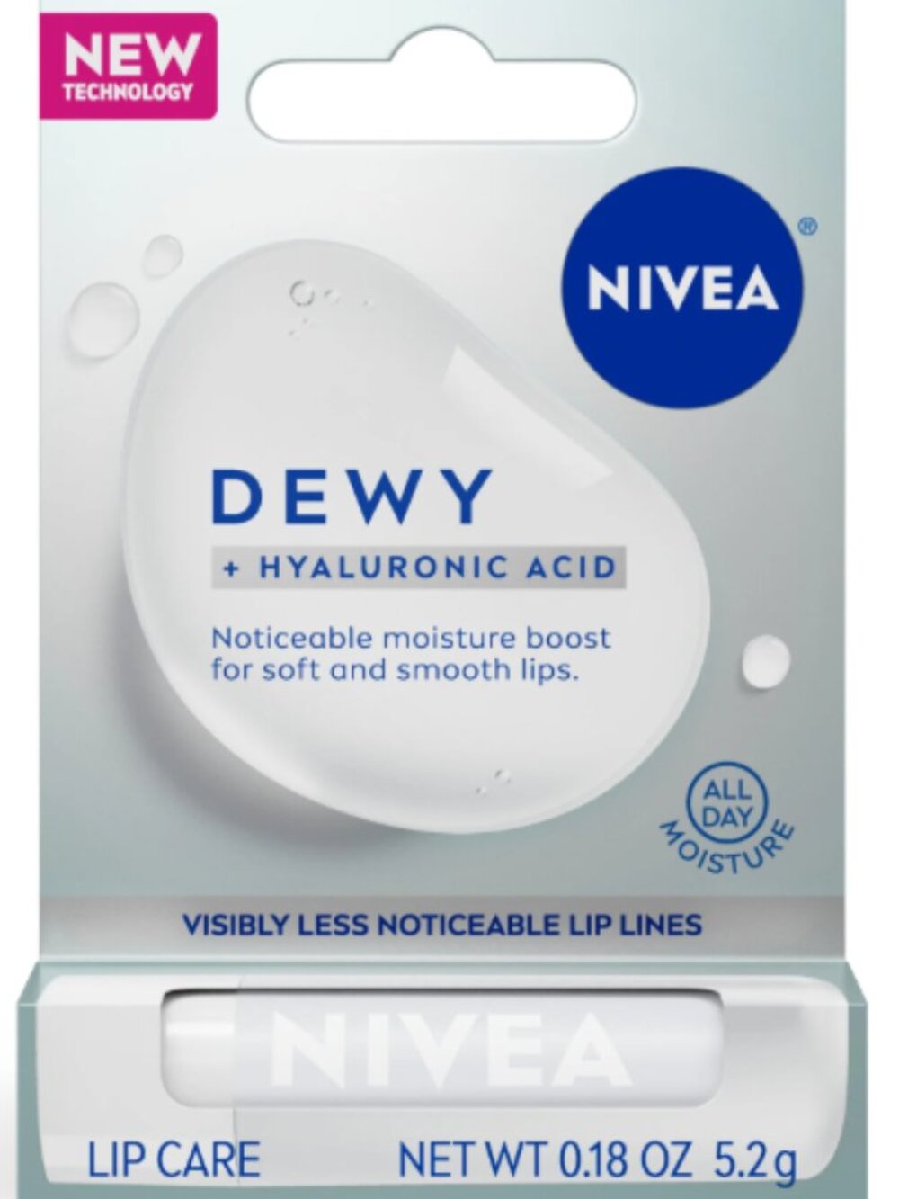 NIVEA Dewy Lip Care, Hydrating Lip Balm with Hyaluronic Acid, All-Day Moisture